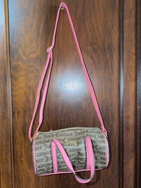Juicy Couture Beige Logo Crossbody with Pink Trim